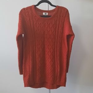 Old Navy burnt orange long scoop neck knit sweater